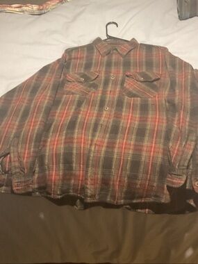 Men's Plaid Casual Button-Down Shirt - Brown & Red